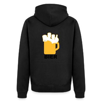 Bier Liga Logo BIER 1 - Unisex Premium Bio Zip Hoodie - Schwarz - Hinten - Nico (187cm)