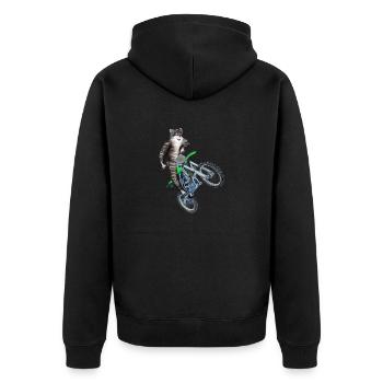 CAT RIDING A DIRT BIKE - TRAILS BIKE CAT - Unisex Premium Organic Zip Hoodie - black - Back - Nico (187cm)