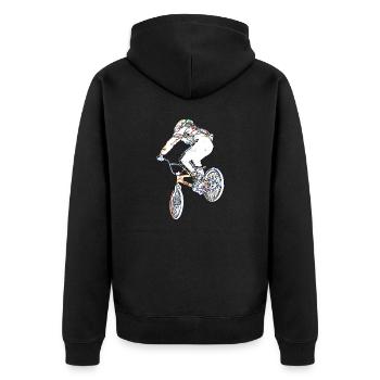 BMX Race Racing Mountainbike Motocross - Unisex Premium Bio Zip Hoodie - Schwarz - Hinten - Nico (187cm)
