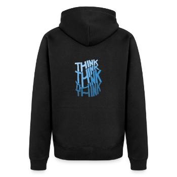 THINKBLUE - Unisex Premium Bio Zip Hoodie - Schwarz - Hinten - Nico (187cm)