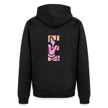 letter E - Unisex Premium Bio Zip Hoodie - Schwarz - Hinten - Nico (187cm)