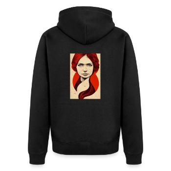 Wikingerfrau Rote Haare - Unisex Premium Bio Zip Hoodie - Schwarz - Hinten - Nico (187cm)