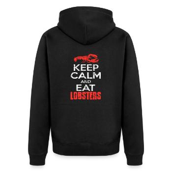 Keep Calm And Eat Lobsters Vintage Funny Present - Unisex Premium Bio Zip Hoodie - Schwarz - Hinten - Nico (187cm)