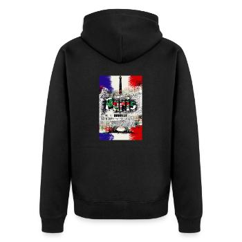 Paris Rebelle Kunst - Unisex Premium Bio Zip Hoodie - Schwarz - Hinten - Nico (187cm)