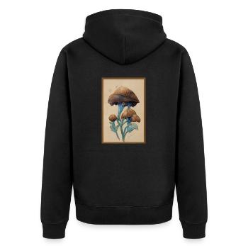 Botanical Sketch Drawing Nature Vintage Hiking - Unisex Premium Organic Zip Hoodie - black - Back - Nico (187cm)