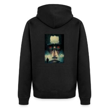 Orwell Design - Unisex Premium Bio Zip Hoodie - Schwarz - Hinten - Nico (187cm)