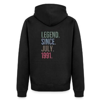 Légende depuis juillet 1991 - Veste à capuche bio Premium Unisexe - noir - Dos - Nico (187cm)