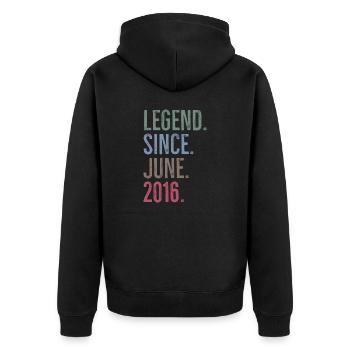 Légende depuis juin 2016 - Veste à capuche bio Premium Unisexe - noir - Dos - Nico (187cm)