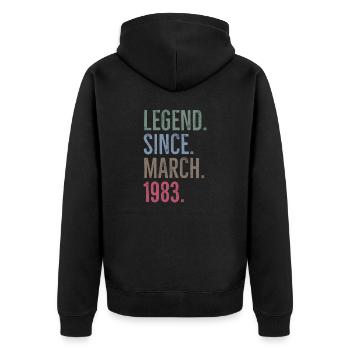 Légende depuis mars 1983 - Veste à capuche bio Premium Unisexe - noir - Dos - Nico (187cm)