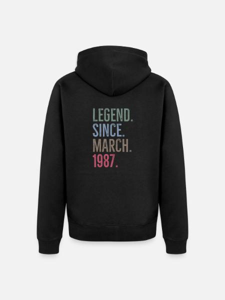 Legend Since March 1987 - Unisex Premium Organic Zip Hoodie - black