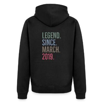 Legend Since March 2019 - Unisex Premium Organic Zip Hoodie - black - Back - Nico (187cm)