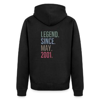 Legende seit Mai 2001 - Unisex Premium Bio Zip Hoodie - Schwarz - Hinten - Nico (187cm)
