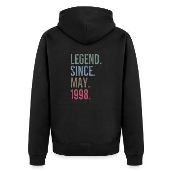 Legend Since May 1998 - Unisex Premium Organic Zip Hoodie - black - Back - Nico (187cm)