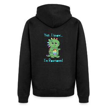 I mRoarsome - Unisex Premium Organic Zip Hoodie - black - Back - Nico (187cm)