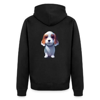 Basset Hound Hund - Basset Hound - Unisex Premium Bio Zip Hoodie - Schwarz - Hinten - Nico (187cm)