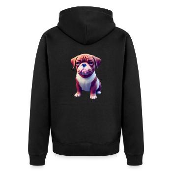 Bordeauxdogge Hund - Bordeauxdogge - Unisex Premium Bio Zip Hoodie - Schwarz - Hinten - Nico (187cm)
