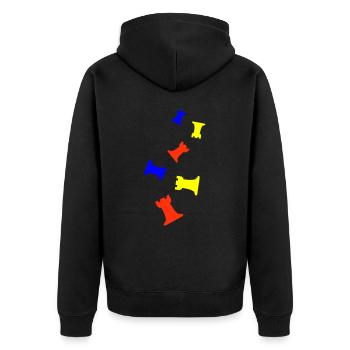 Tour de pièce d’échecs - Veste à capuche bio Premium Unisexe - noir - Dos - Nico (187cm)