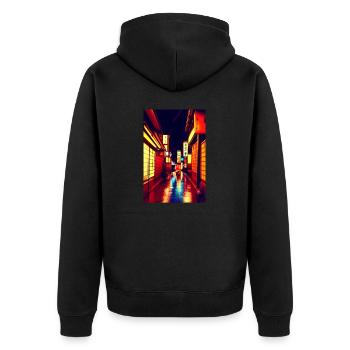 Street 1 - Unisex Premium Organic Zip Hoodie - black - Back - Nico (187cm)