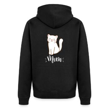 Chat souriant mignon Kawaii disant miaulement - Veste à capuche bio Premium Unisexe - noir - Dos - Nico (187cm)