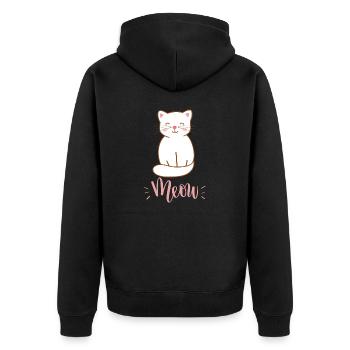 Mignon Kawaii drôle de chat disant miaulement - Veste à capuche bio Premium Unisexe - noir - Dos - Nico (187cm)