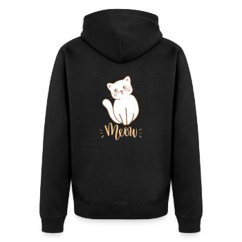 Mignon Kawaii drôle de chat disant miaulement - Veste à capuche bio Premium Unisexe - noir - Dos - Nico (187cm)