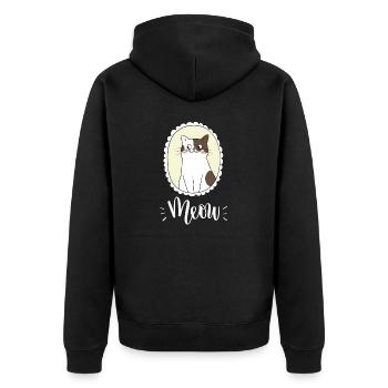 Mignon Kawaii drôle de chat disant miaulement - Veste à capuche bio Premium Unisexe - noir - Dos - Nico (187cm)