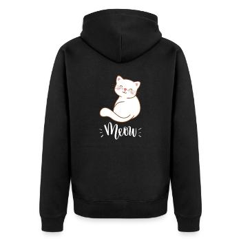 Mignon Kawaii drôle de chat disant miaulement - Veste à capuche bio Premium Unisexe - noir - Dos - Nico (187cm)