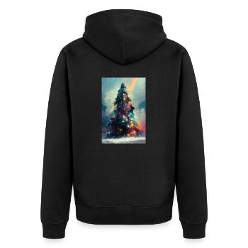Lebendiger Weihnachtsbaum - Unisex Premium Bio Zip Hoodie - Schwarz - Hinten - Nico (187cm)