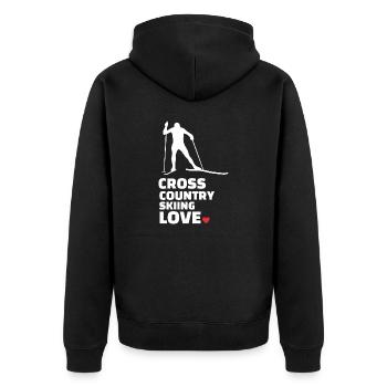 Ich Liebe Langlauf Stilvolles - Unisex Premium Bio Zip Hoodie - Schwarz - Hinten - Nico (187cm)