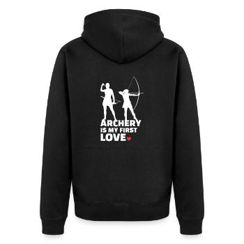 Ich Liebe Bogenschießen Stylish Bogenschießen - Unisex Premium Bio Zip Hoodie - Schwarz - Hinten - Nico (187cm)