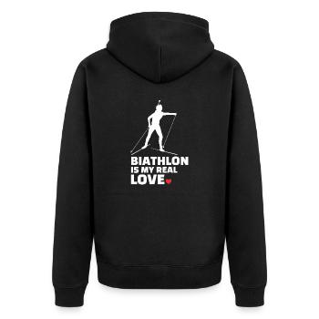 J’adore le biathlon élégant - Veste à capuche bio Premium Unisexe - noir - Dos - Nico (187cm)