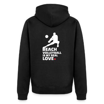 J’adore le beach-volley Plage élégante - Veste à capuche bio Premium Unisexe - noir - Dos - Nico (187cm)