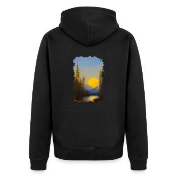 Winter Landschaft Schnee Natur Berge Bäume Wald 7 - Unisex Premium Bio Zip Hoodie - Schwarz - Hinten - Nico (187cm)