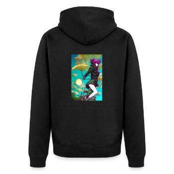 Mushroom Girl - Unisex Premium Bio Zip Hoodie - Schwarz - Hinten - Nico (187cm)