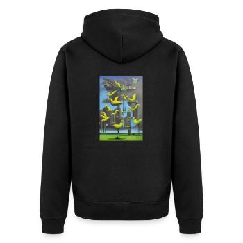 Enten im Baum - Unisex Premium Bio Zip Hoodie - Schwarz - Hinten - Nico (187cm)