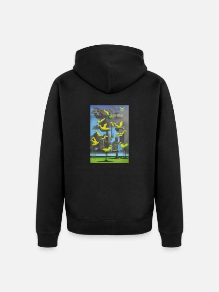 Enten im Baum - Unisex Premium Bio Zip Hoodie - Schwarz