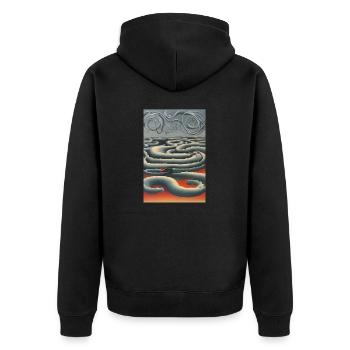 Schlangen am Himmel - Unisex Premium Bio Zip Hoodie - Schwarz - Hinten - Nico (187cm)