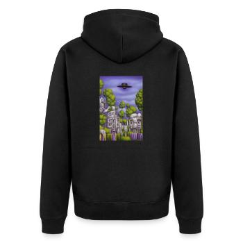 Bäume vor Himmel - Unisex Premium Bio Zip Hoodie - Schwarz - Hinten - Nico (187cm)
