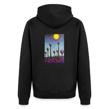 Wald der Pilze - Unisex Premium Bio Zip Hoodie - Schwarz - Hinten - Nico (187cm)