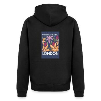 Weihnachtsmarkt London Poster United Kingdom 1960 - Unisex Premium Bio Zip Hoodie - Schwarz - Hinten - Nico (187cm)