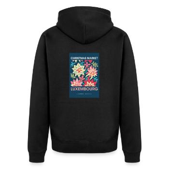 Weihnachtsmarkt Luxembourg Poster Luxembourg 1960 - Unisex Premium Bio Zip Hoodie - Schwarz - Hinten - Nico (187cm)