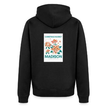 Weihnachtsmarkt Madison Poster USA 1960 - Unisex Premium Bio Zip Hoodie - Schwarz - Hinten - Nico (187cm)
