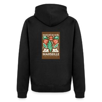 Weihnachtsmarkt Marseille Poster France 1960 - Unisex Premium Bio Zip Hoodie - Schwarz - Hinten - Nico (187cm)
