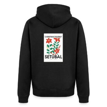 Weihnachtsmarkt Setubal Poster Portugal 1960 - Unisex Premium Bio Zip Hoodie - Schwarz - Hinten - Nico (187cm)