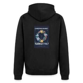 Weihnachtsmarkt Turku Poster Finland 1960 - Unisex Premium Bio Zip Hoodie - Schwarz - Hinten - Nico (187cm)