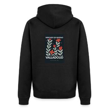 Weihnachtsmarkt Valladolid Poster Spain 1960 - Unisex Premium Bio Zip Hoodie - Schwarz - Hinten - Nico (187cm)