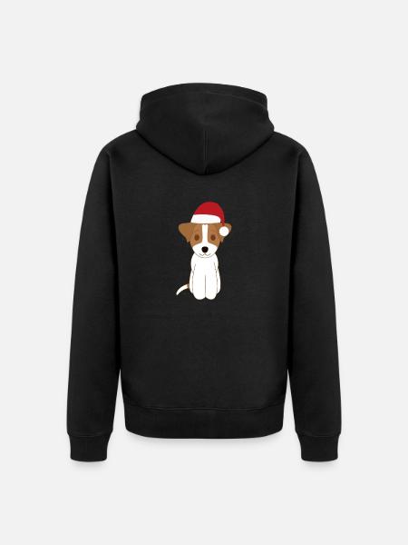Jack russell Noël - Unisex Premium Organic Zip Hoodie - black
