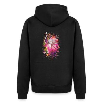 Flamingo bird - Unisex Premium Organic Zip Hoodie - black - Back - Nico (187cm)