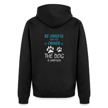 Dog Hund - Unisex Premium Bio Zip Hoodie - Schwarz - Hinten - Nico (187cm)
