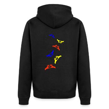 Hands Heart Colorful - Unisex Premium Organic Zip Hoodie - black - Back - Nico (187cm)